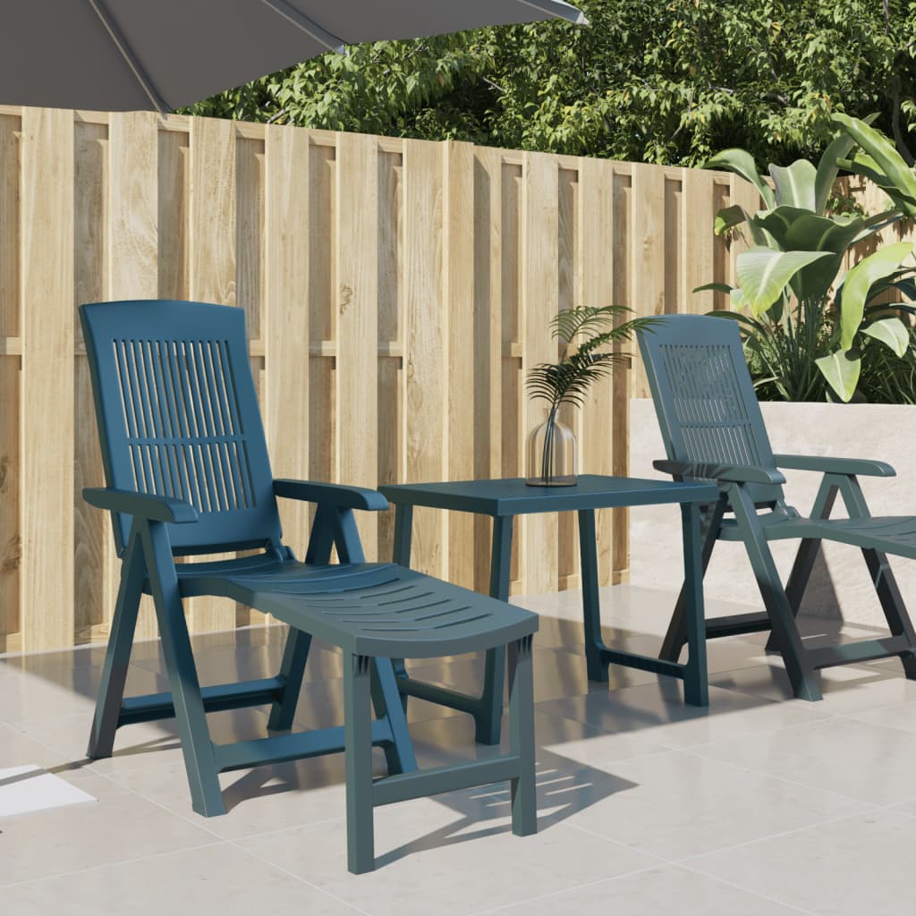 Chaise longue vert plastique Bains de soleil vidaXL