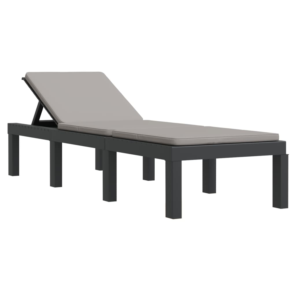 Chaise longue avec coussins anthracite PP Salons de jardin vidaXL