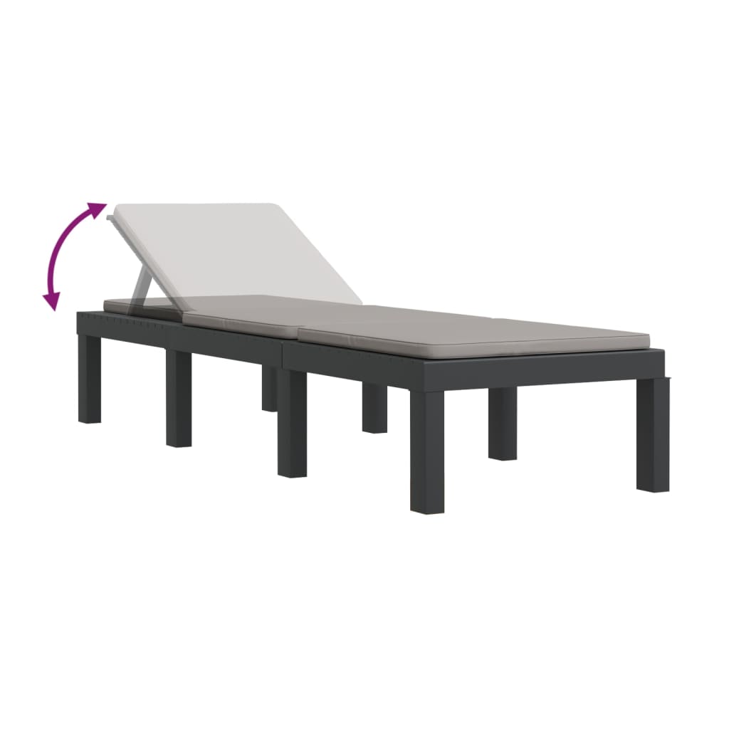 Chaise longue avec coussins anthracite PP Salons de jardin vidaXL