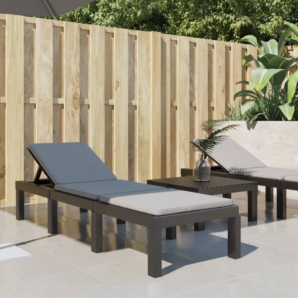 Chaise longue avec coussins anthracite PP Salons de jardin vidaXL