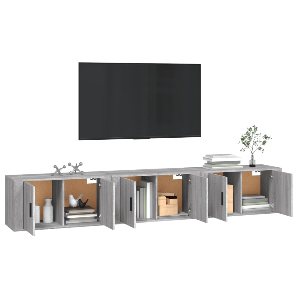 Meubles TV muraux 3 pcs sonoma gris 80x34,5x40 cm - XIOS