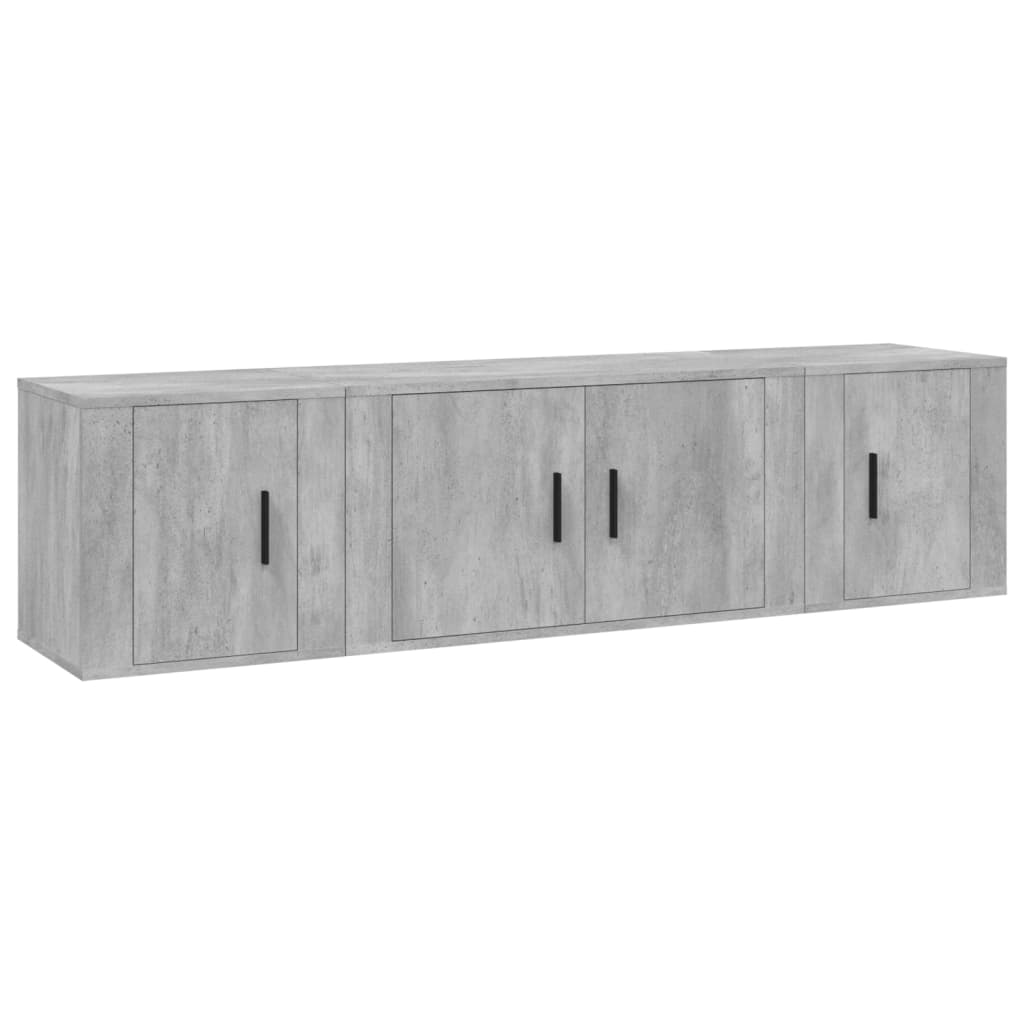 Ensemble de meubles TV 3 pcs Gris béton Bois d'ingénierie - XIOS