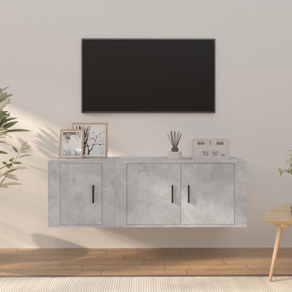 Ensemble de meubles TV 2 pcs gris béton bois d'ingénierie - XIOS