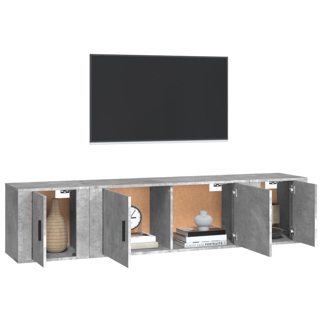 Ensemble de meubles TV 3 pcs Gris béton Bois d'ingénierie - XIOS