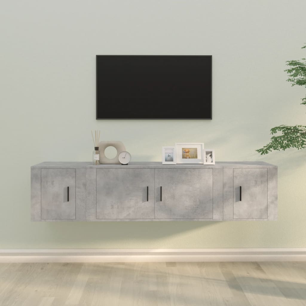 Ensemble de meubles TV 3 pcs Gris béton Bois d'ingénierie - XIOS