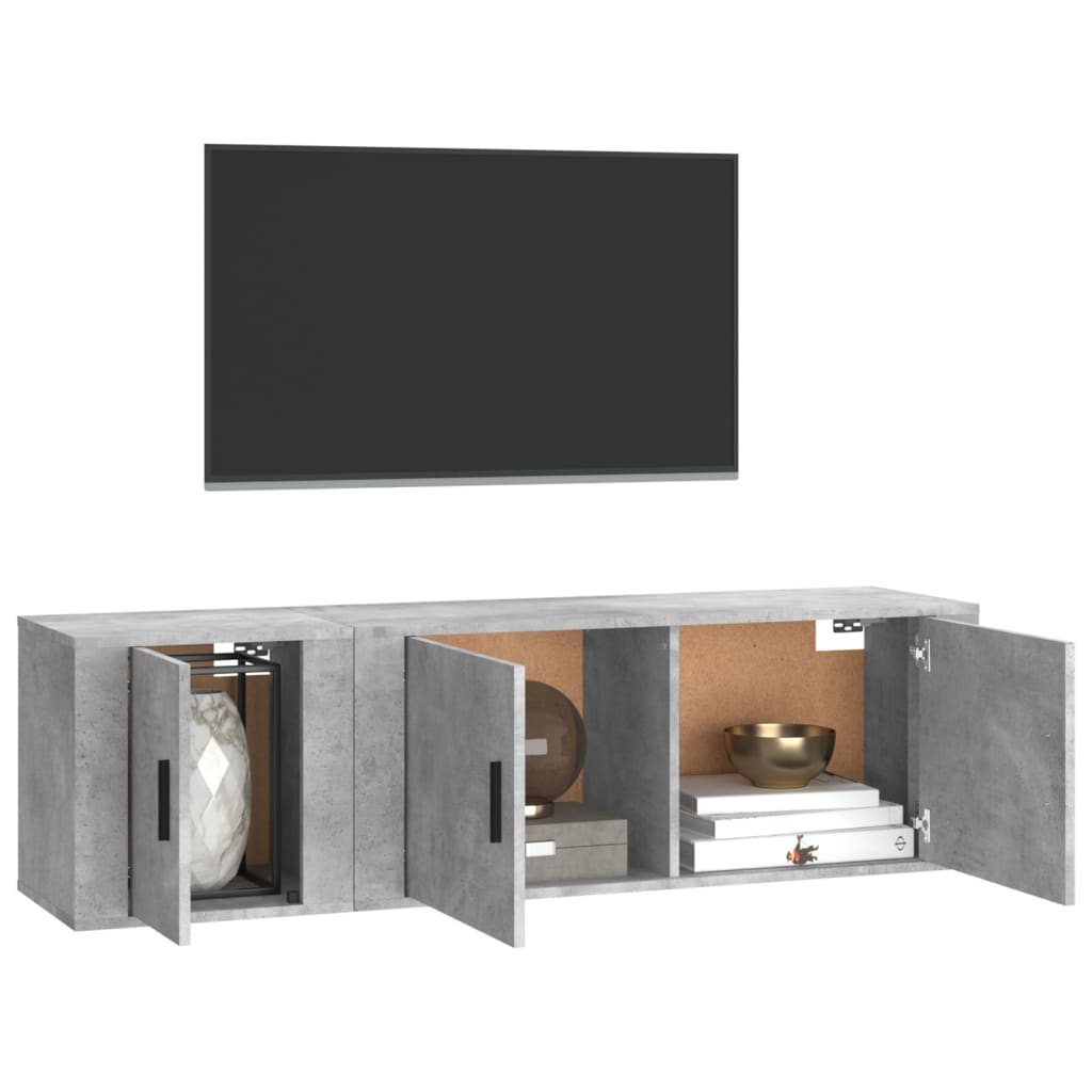 Ensemble de meubles TV 2 pcs gris béton bois d'ingénierie - XIOS