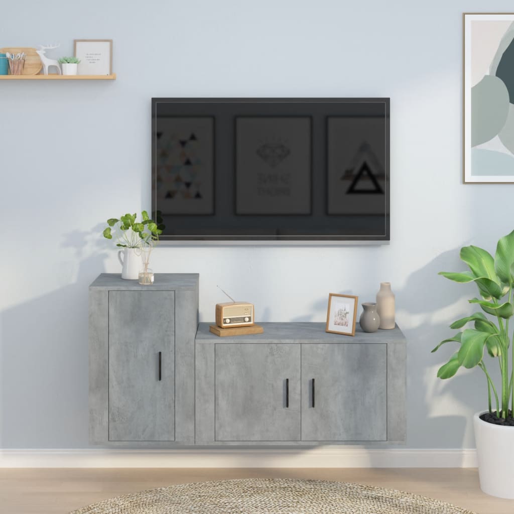 Ensemble de meubles TV 2 pcs gris béton bois d'ingénierie - XIOS