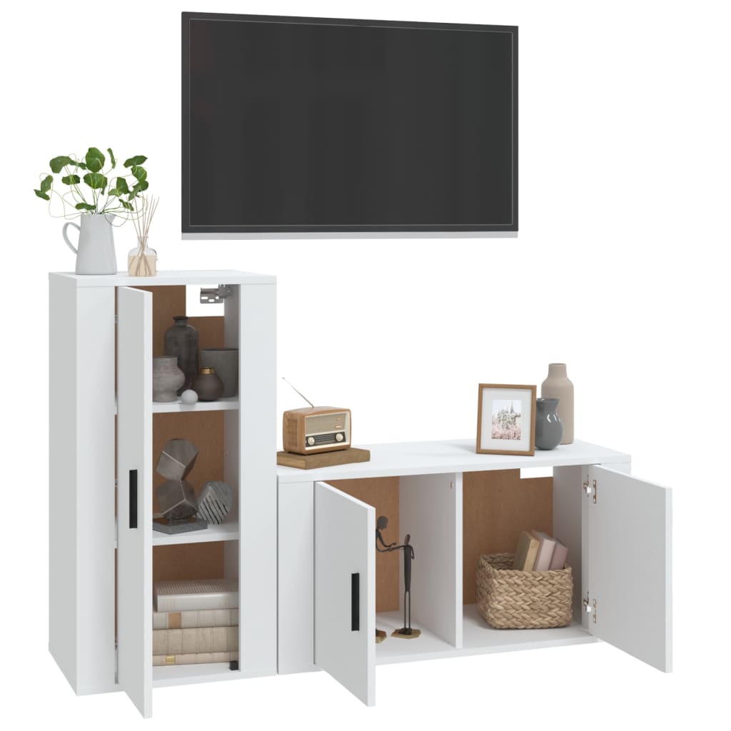 Ensemble de meubles TV 2 pcs Blanc Bois d'ingénierie - XIOS