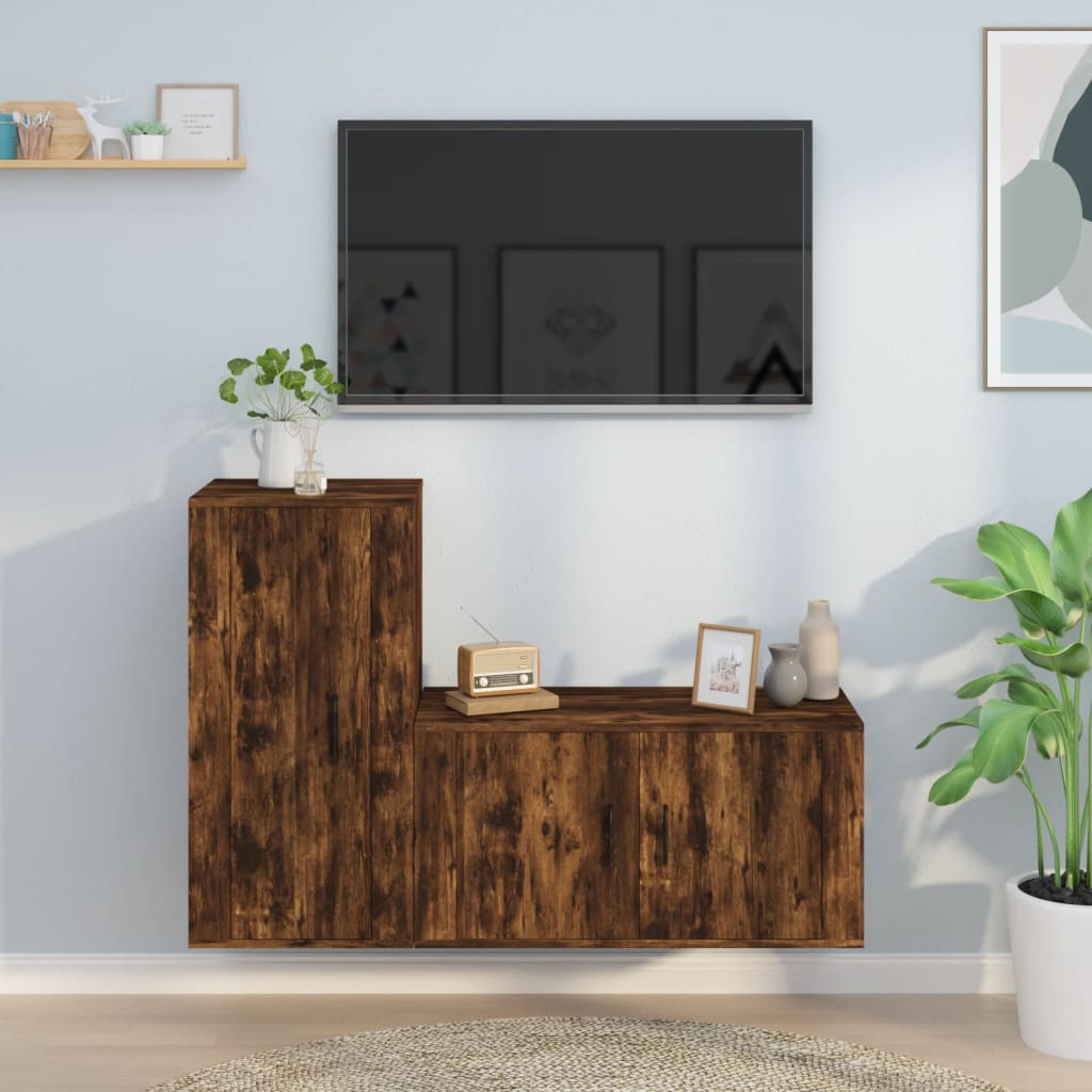 Ensemble de meubles TV 2 pcs Chêne fumé Bois d'ingénierie - XIOS