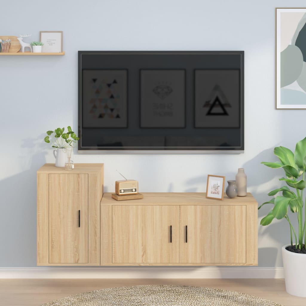 Ensemble de meubles TV 2 pcs chêne sonoma bois d'ingénierie - XIOS