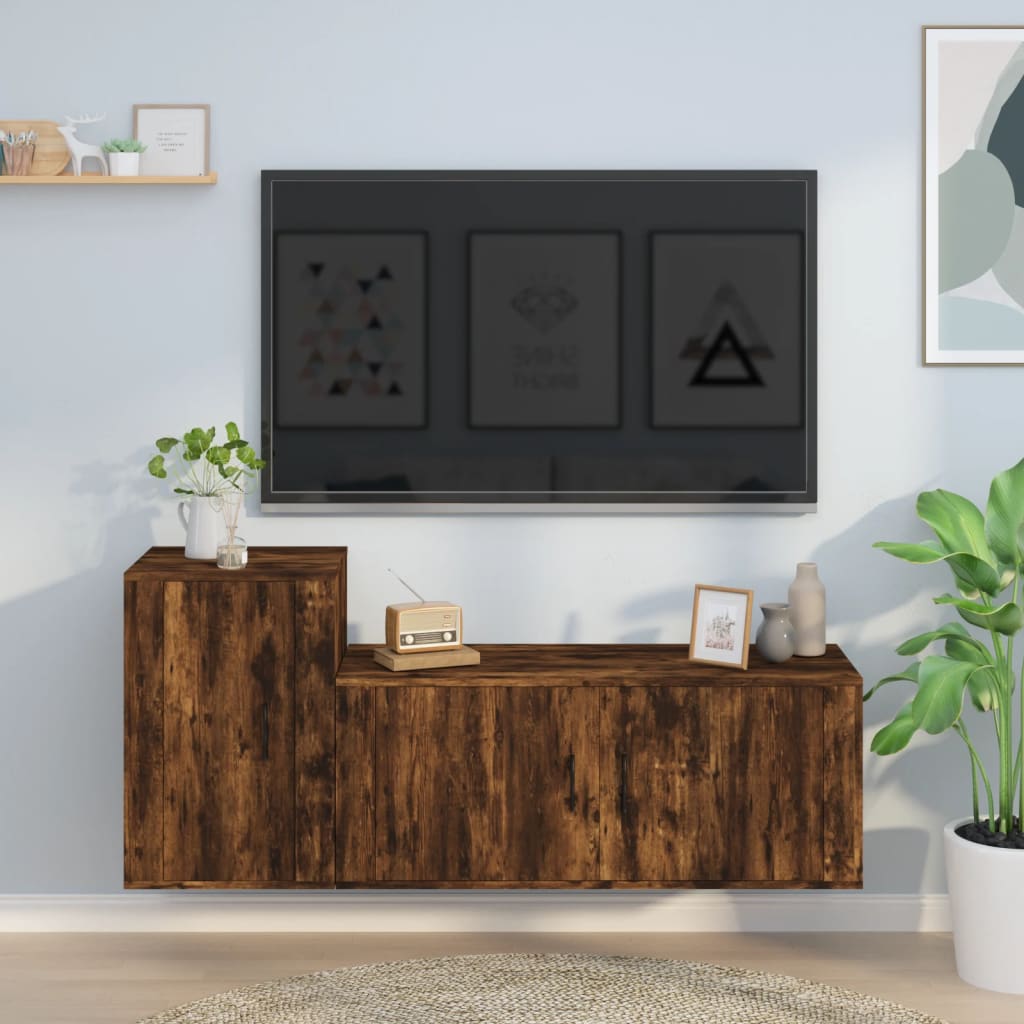 Ensemble de meubles TV 2 pcs Chêne fumé Bois d'ingénierie - XIOS