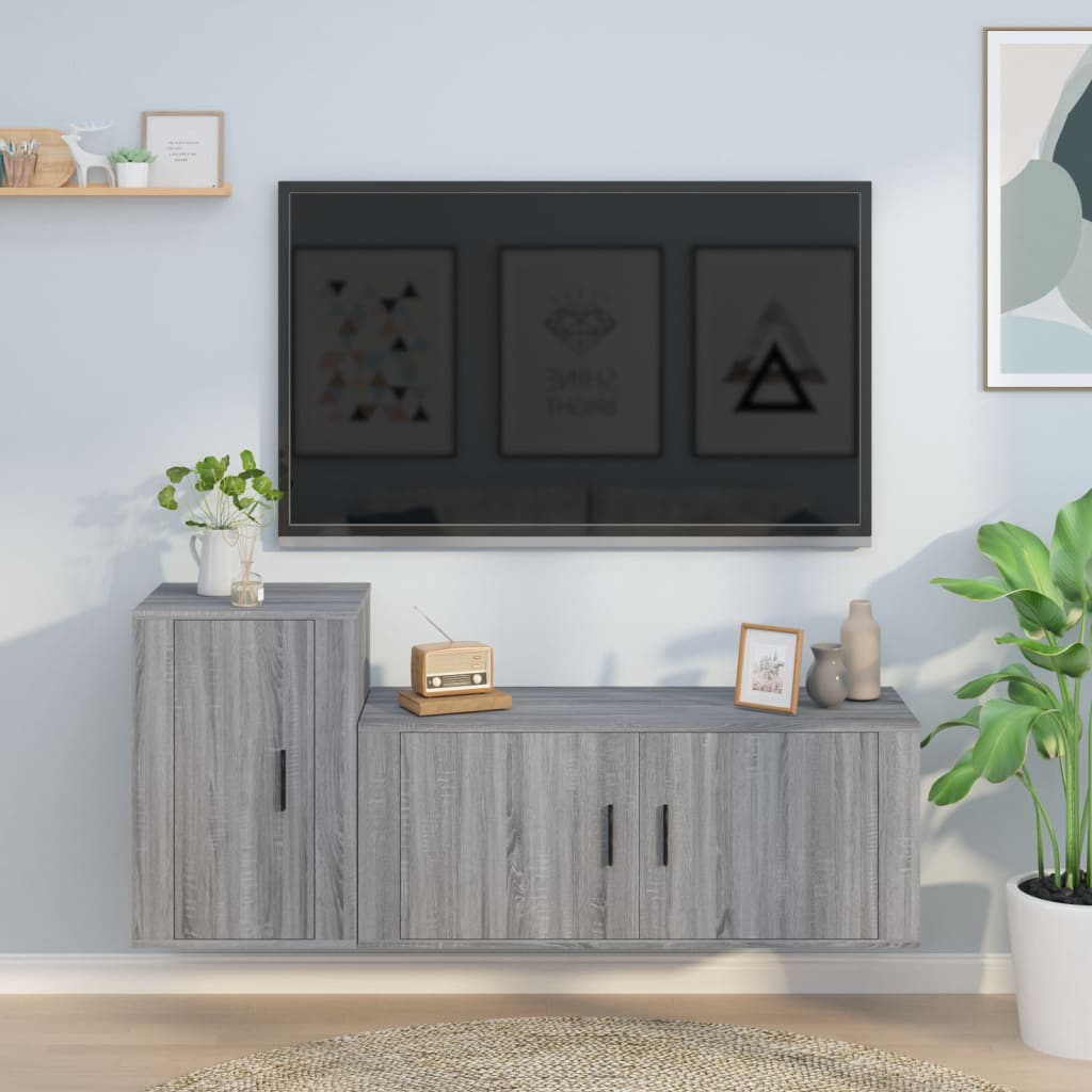 Ensemble de meubles TV 2 pcs Sonoma gris Bois d'ingénierie - XIOS