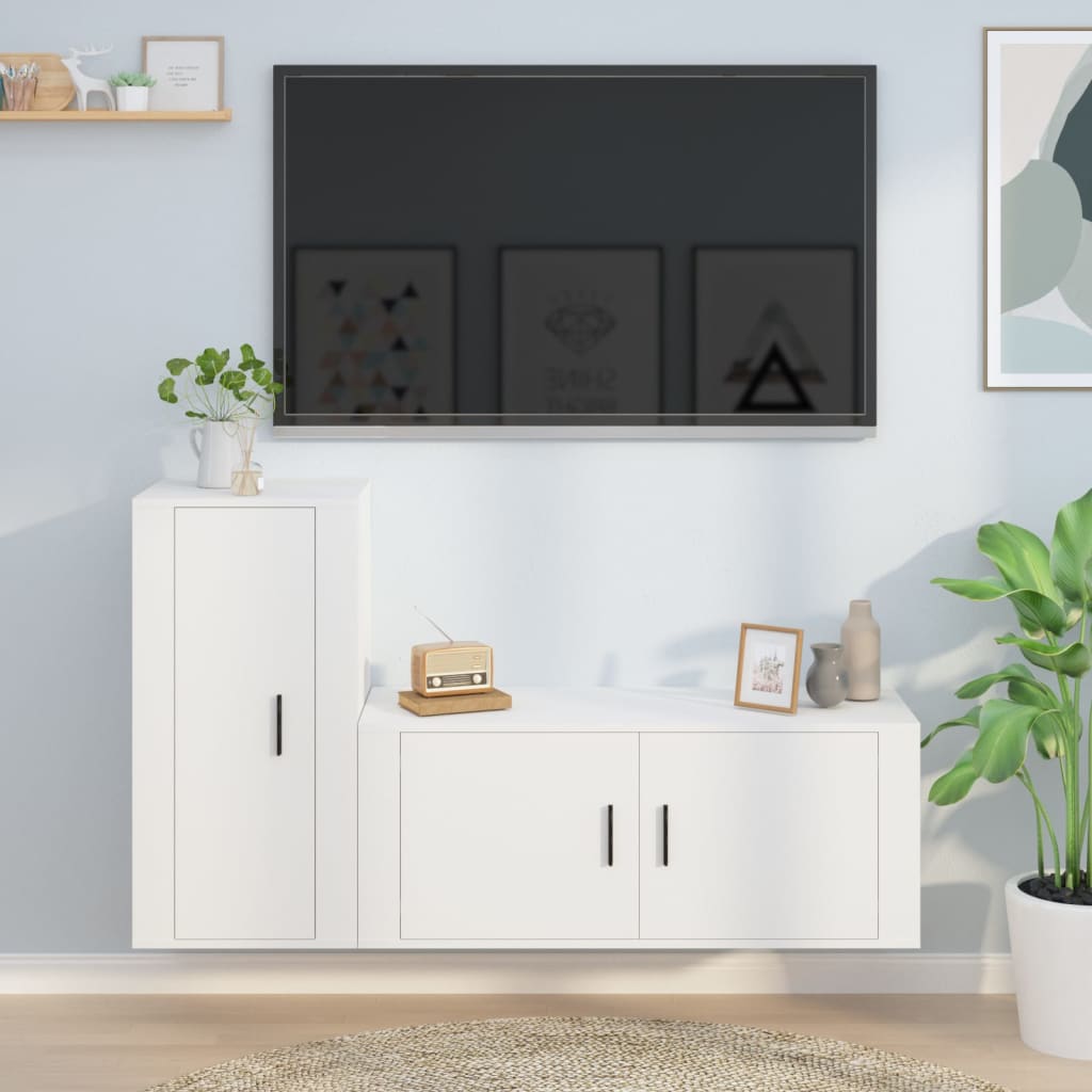 Ensemble de meubles TV 2 pcs Blanc Bois d'ingénierie - XIOS