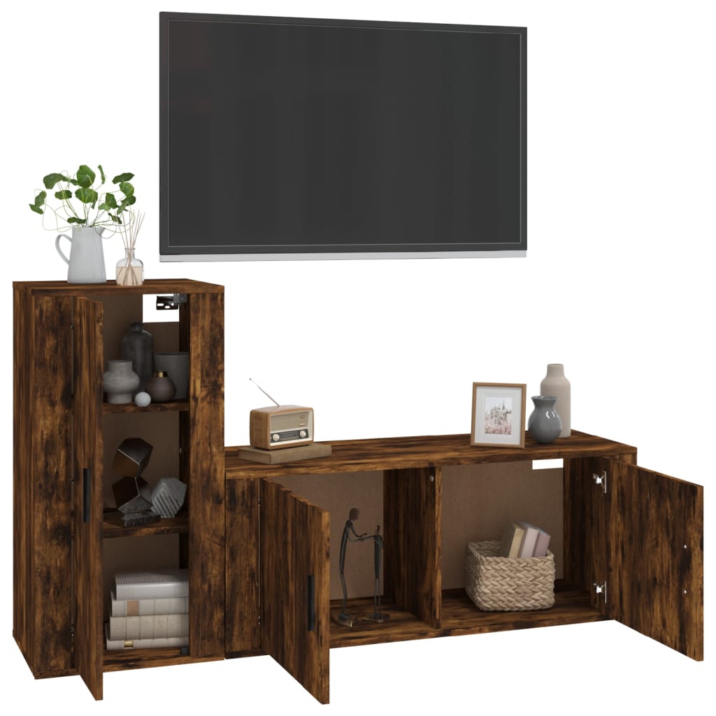 Ensemble de meubles TV 2 pcs Chêne fumé Bois d'ingénierie - XIOS