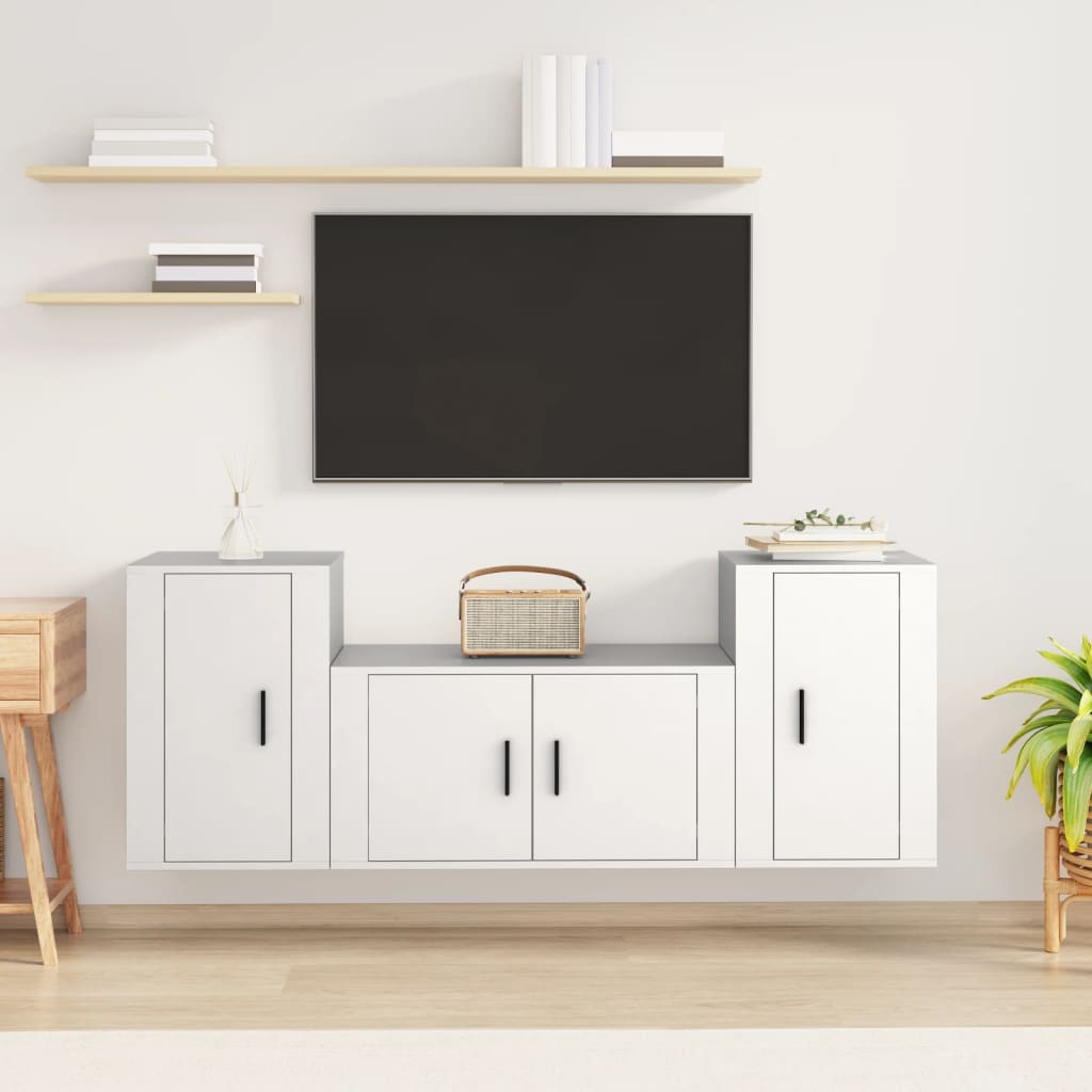 Ensemble de meubles TV 3 pcs Blanc Bois d'ingénierie - XIOS