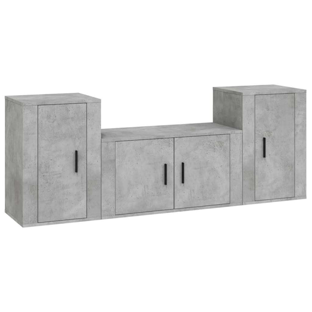Ensemble de meubles TV 3 pcs Gris béton Bois d'ingénierie - XIOS