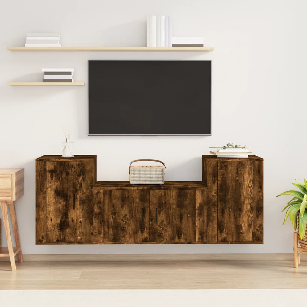 Ensemble de meubles TV 3 pcs Chêne fumé Bois d'ingénierie - XIOS