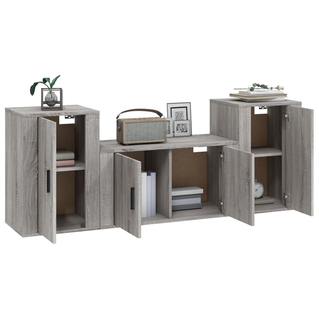 Ensemble de meubles TV 3 pcs Sonoma gris Bois d'ingénierie - XIOS