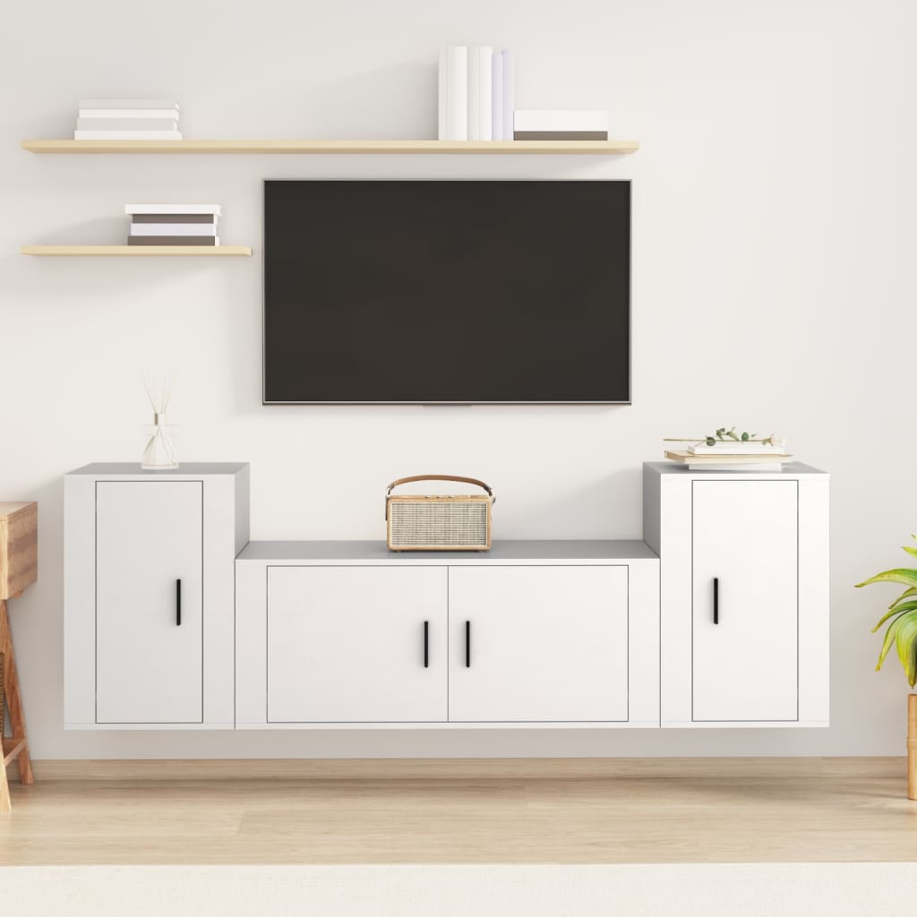 Ensemble de meubles TV 3 pcs Blanc Bois d'ingénierie - XIOS