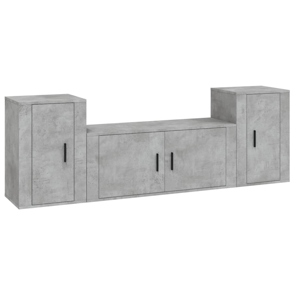 Ensemble de meubles TV 3 pcs Gris béton Bois d'ingénierie - XIOS