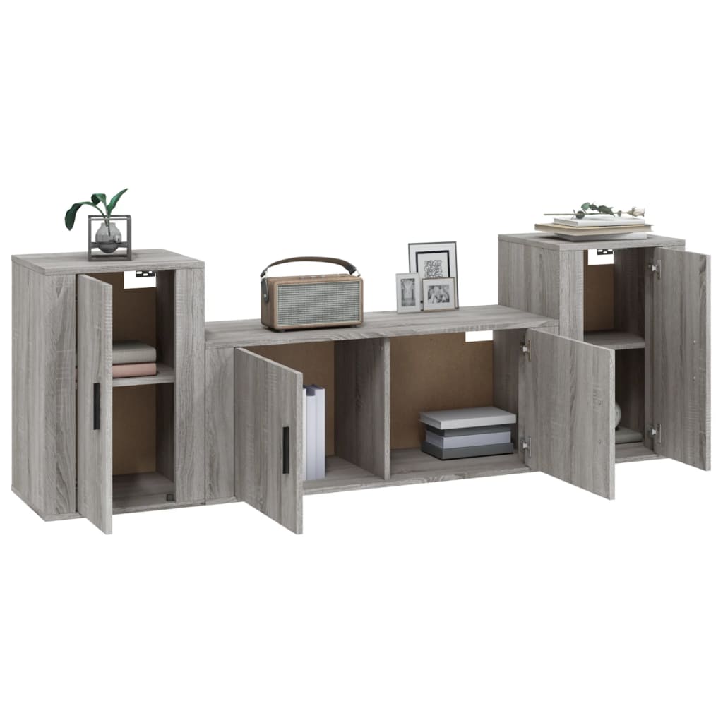 Ensemble de meubles TV 3 pcs Sonoma gris Bois d'ingénierie - XIOS