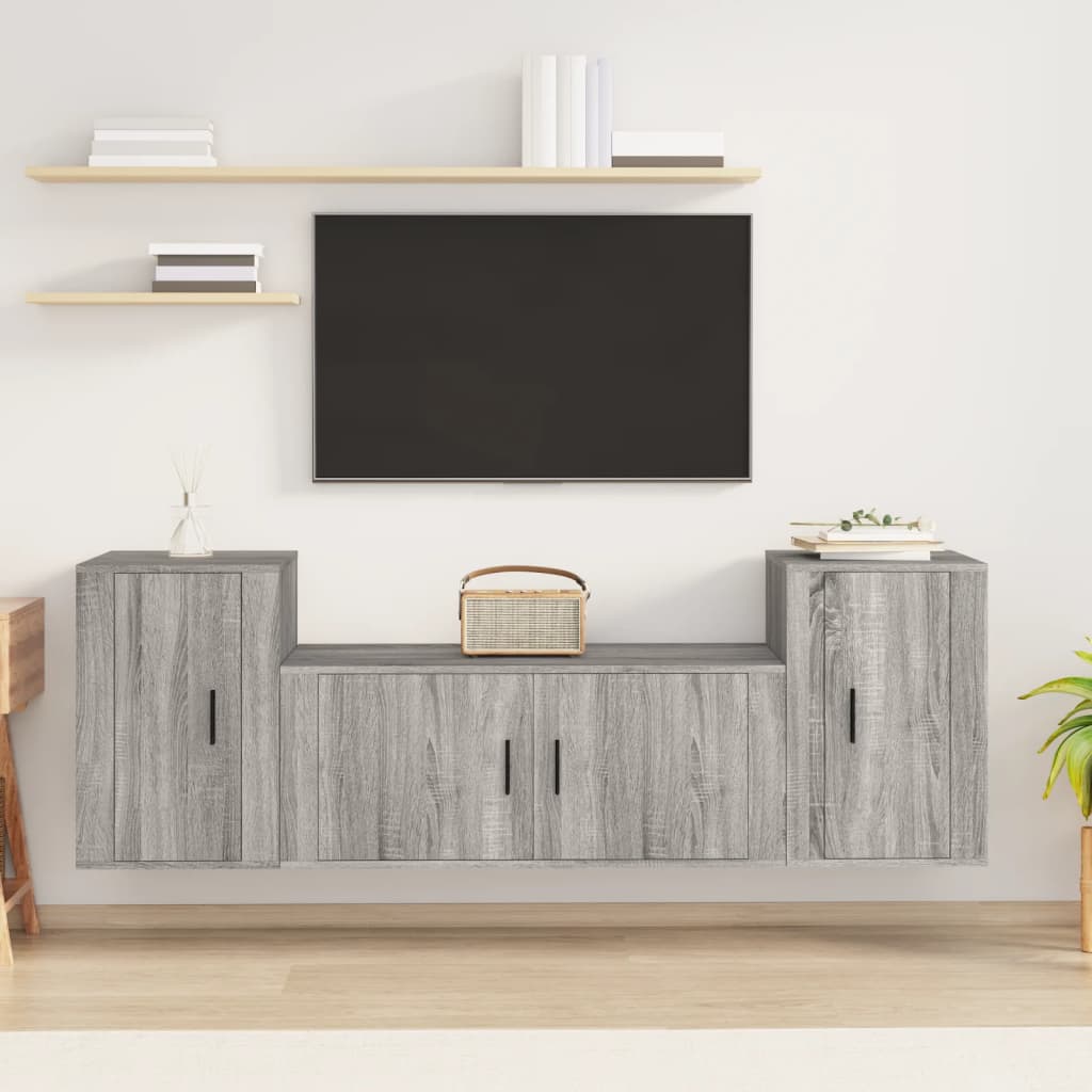 Ensemble de meubles TV 3 pcs Sonoma gris Bois d'ingénierie - XIOS