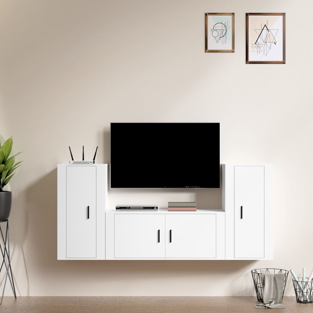Ensemble de meubles TV 3 pcs Blanc Bois d'ingénierie - XIOS