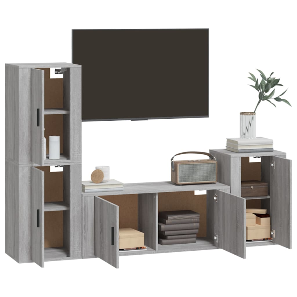 Ensemble de meubles TV 4 pcs Sonoma gris Bois d'ingénierie - XIOS