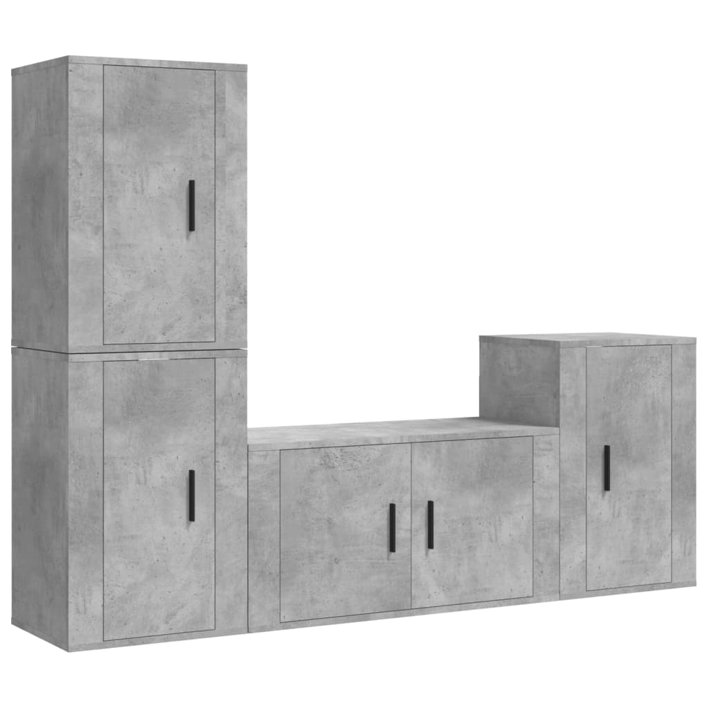 Ensemble de meubles TV 4 pcs Gris béton Bois d'ingénierie - XIOS