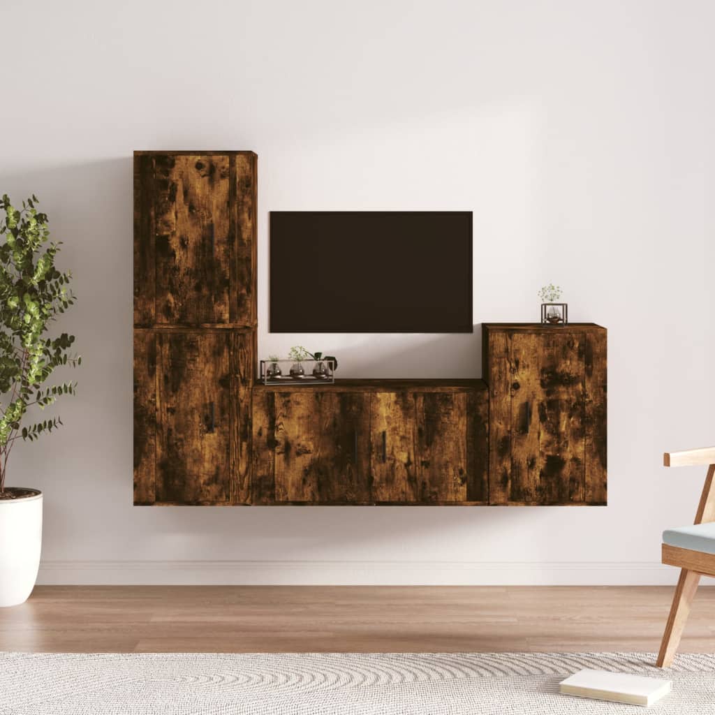 Ensemble de meubles TV 4 pcs Chêne fumé Bois d'ingénierie - XIOS