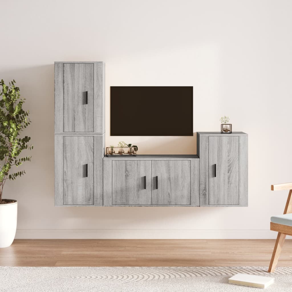 Ensemble de meubles TV 4 pcs Sonoma gris Bois d'ingénierie - XIOS