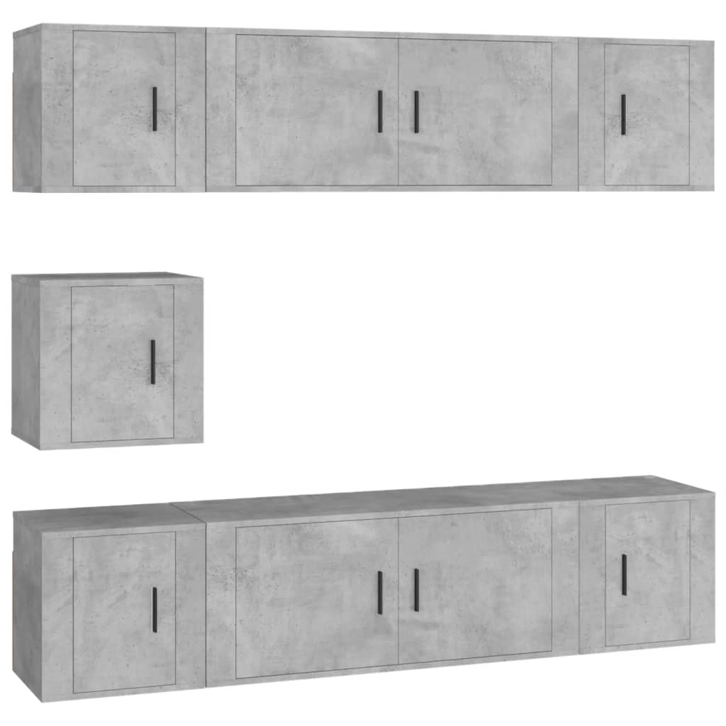 Ensemble de meubles TV 7 pcs Gris béton Bois d'ingénierie - XIOS