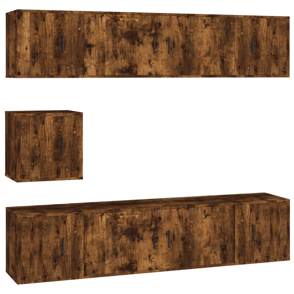 Ensemble de meubles TV 7 pcs Chêne fumé Bois d'ingénierie - XIOS