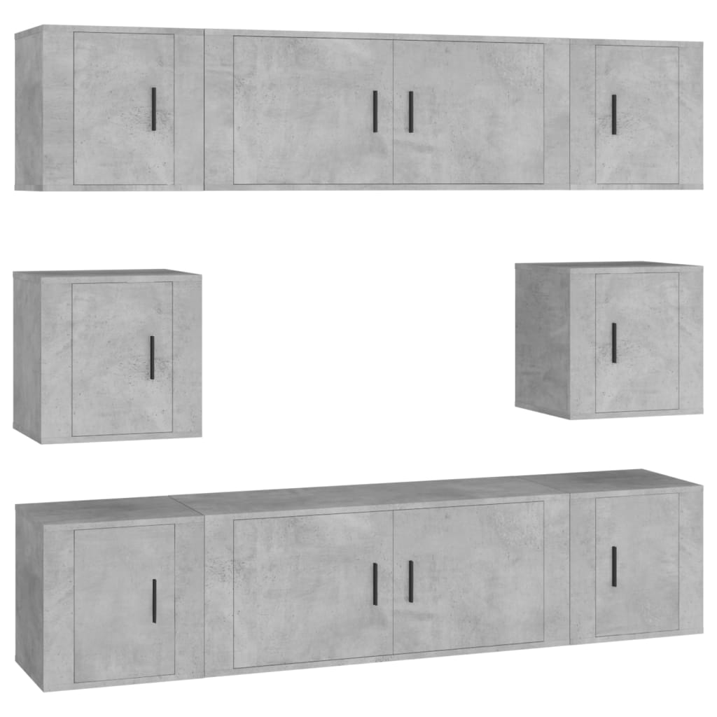 Ensemble de meubles TV 8 pcs Gris béton Bois d'ingénierie - XIOS