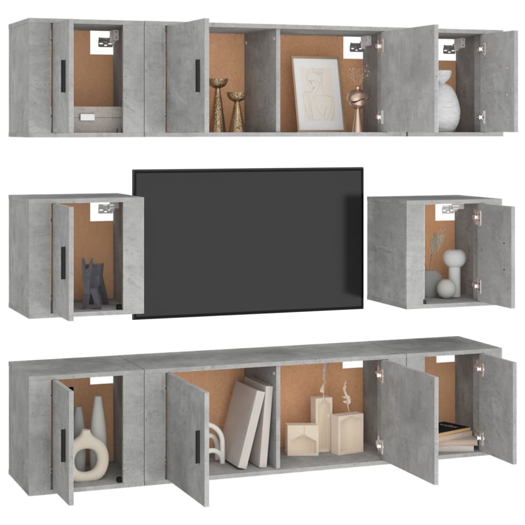 Ensemble de meubles TV 8 pcs Gris béton Bois d'ingénierie - XIOS