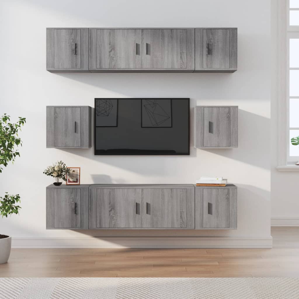 Ensemble de meubles TV 8 pcs Sonoma gris Bois d'ingénierie - XIOS