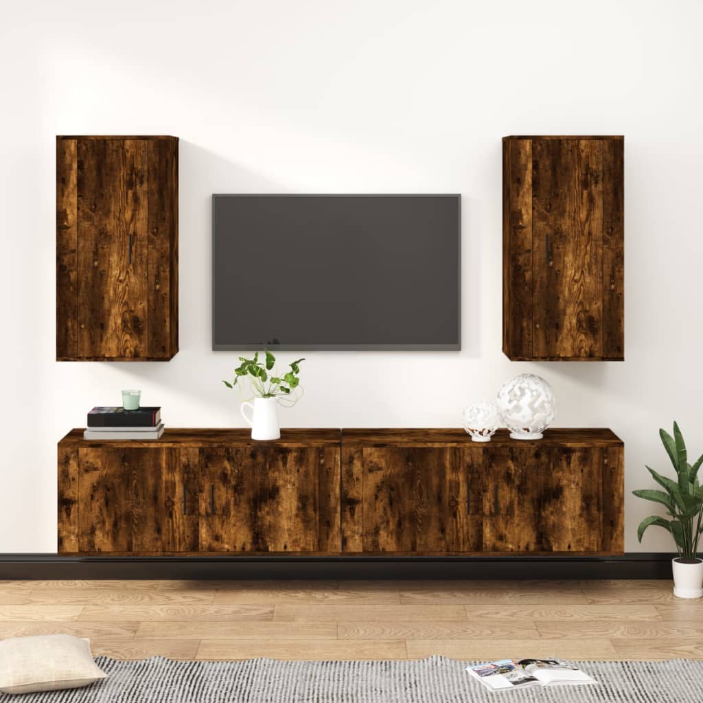 Ensemble de meubles TV 4 pcs Chêne fumé Bois d'ingénierie - XIOS