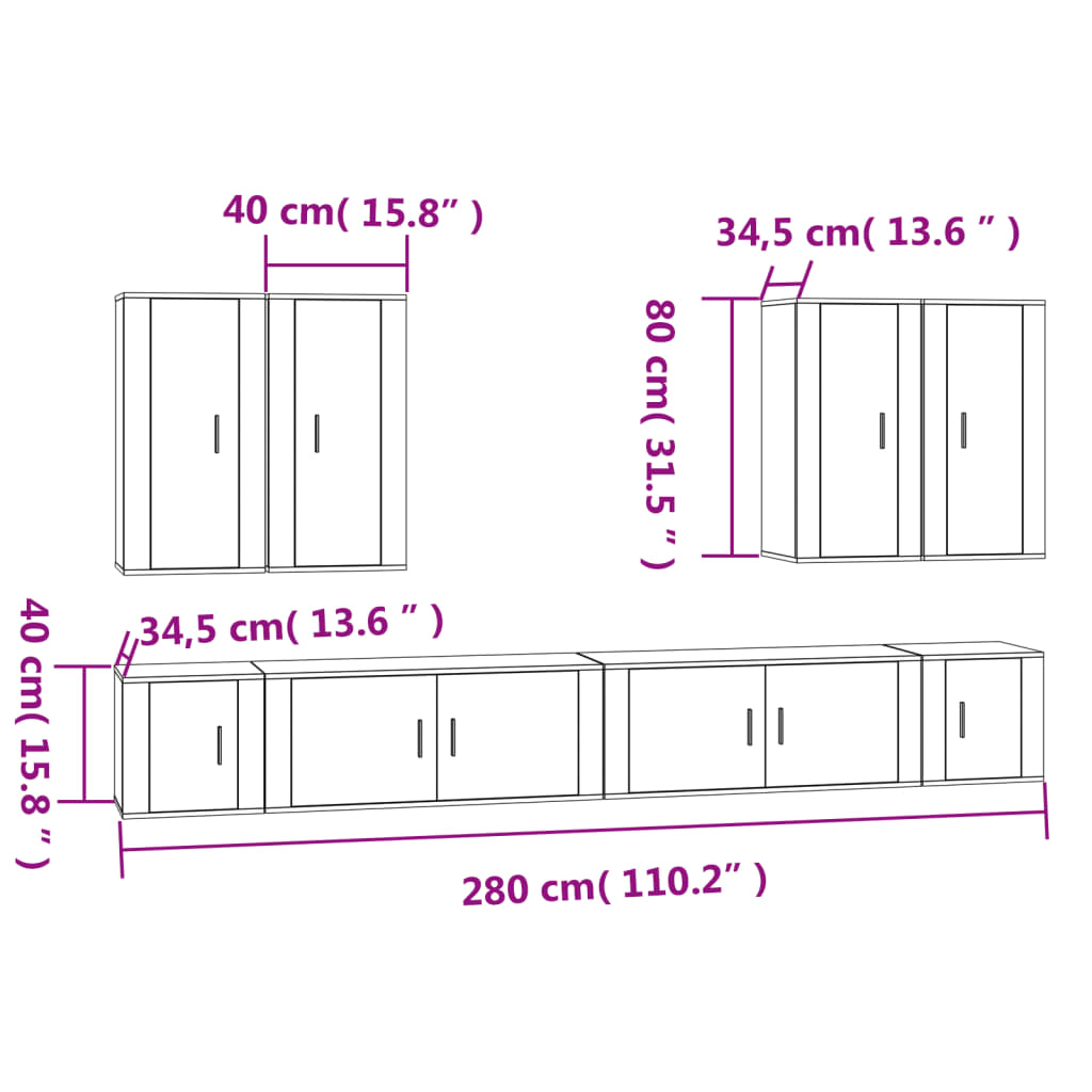 Ensemble de meubles TV 8 pcs Blanc Bois d'ingénierie - XIOS