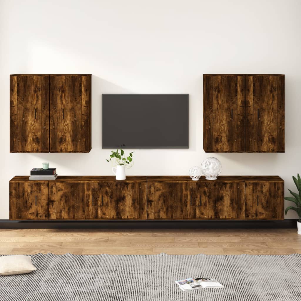 Ensemble de meubles TV 8 pcs Chêne fumé Bois d'ingénierie - XIOS