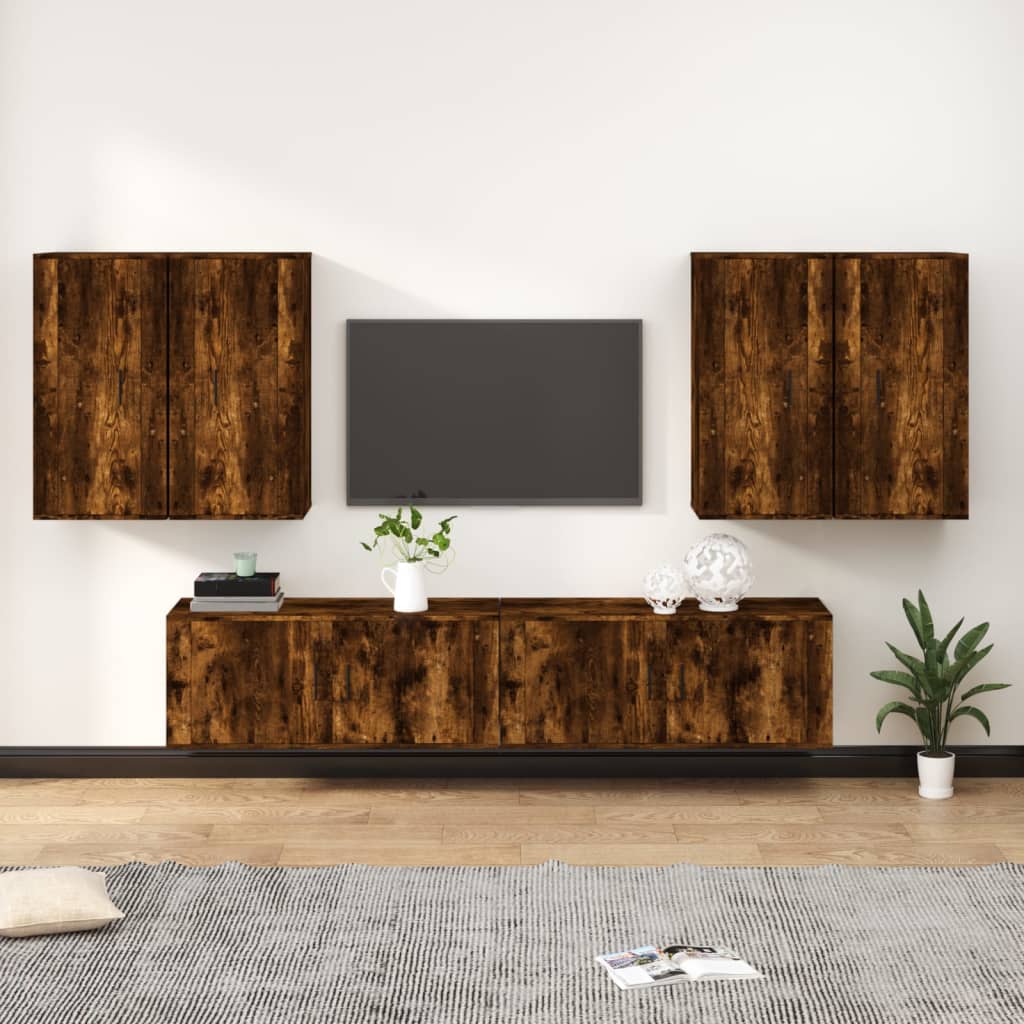 Ensemble de meubles TV 6 pcs Chêne fumé Bois d'ingénierie - XIOS