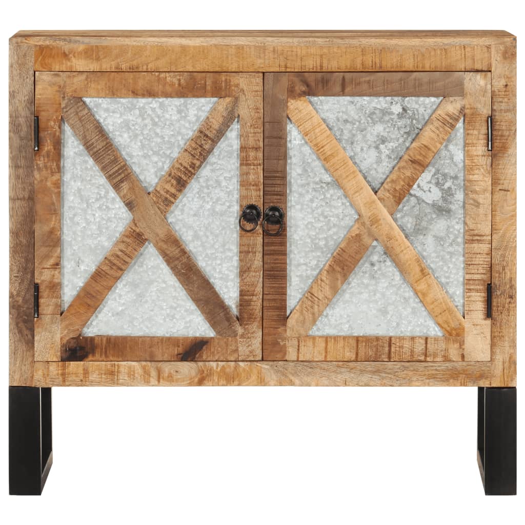 Buffet 80x30x71 cm bois de manguier brut massif et métal - XIOS