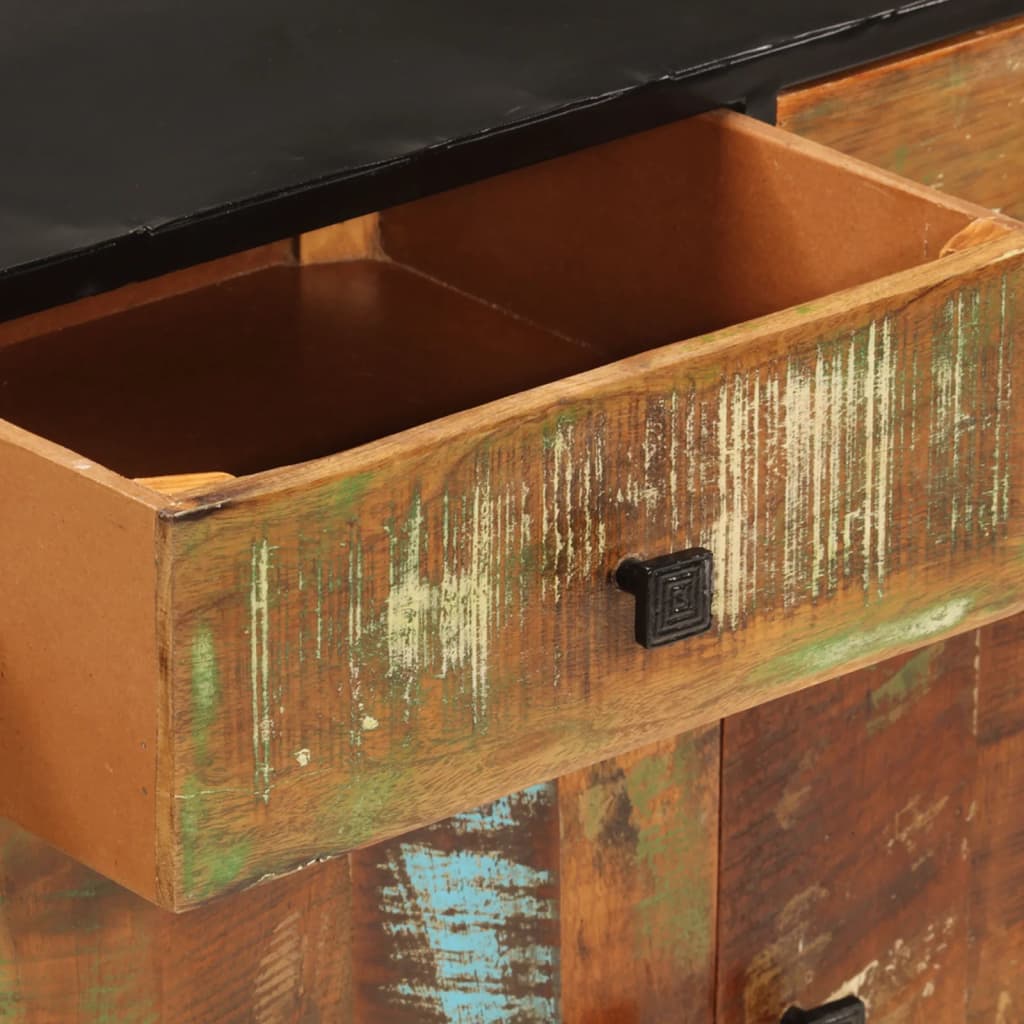 Buffet 140x35x70 cm bois massif de récupération et métal - XIOS
