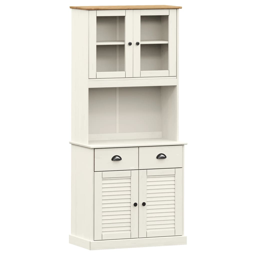 Buffet haut VIGO blanc 78x40x175 cm bois massif de pin - XIOS