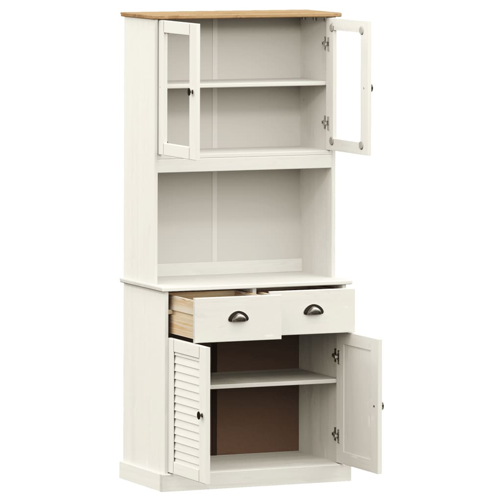 Buffet haut VIGO blanc 78x40x175 cm bois massif de pin - XIOS