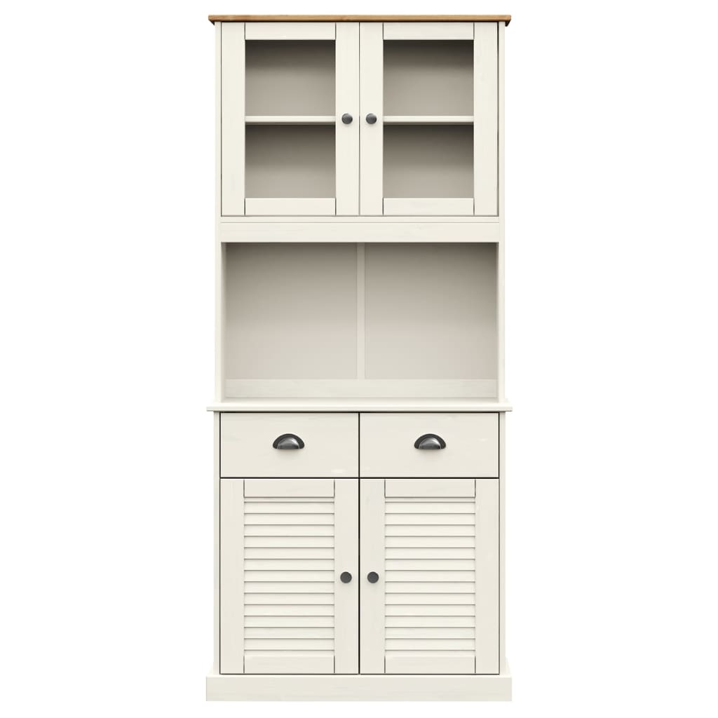 Buffet haut VIGO blanc 78x40x175 cm bois massif de pin - XIOS