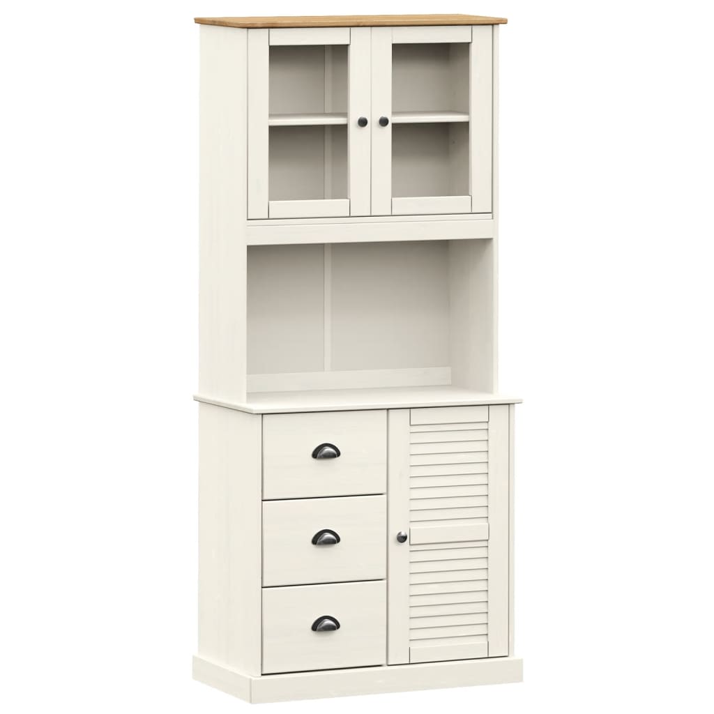 Buffet haut VIGO blanc 78x40x175 cm bois massif de pin - XIOS