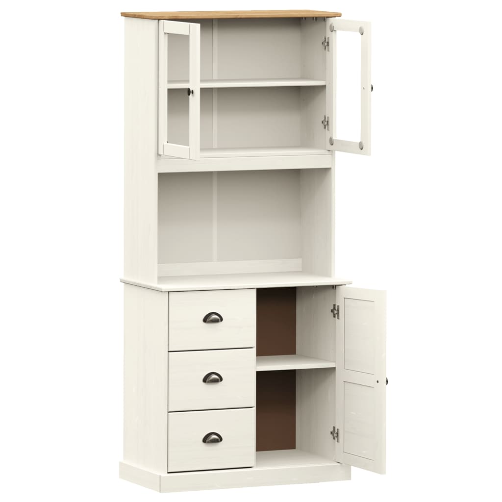 Buffet haut VIGO blanc 78x40x175 cm bois massif de pin - XIOS