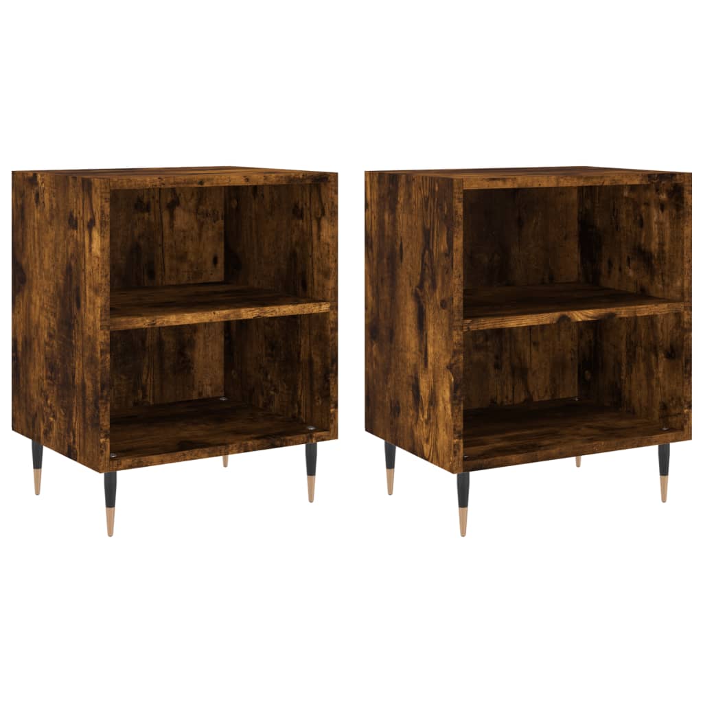 Tables de chevet 2 pcs chêne fumé 40x30x50 cm bois d'ingénierie - XIOS