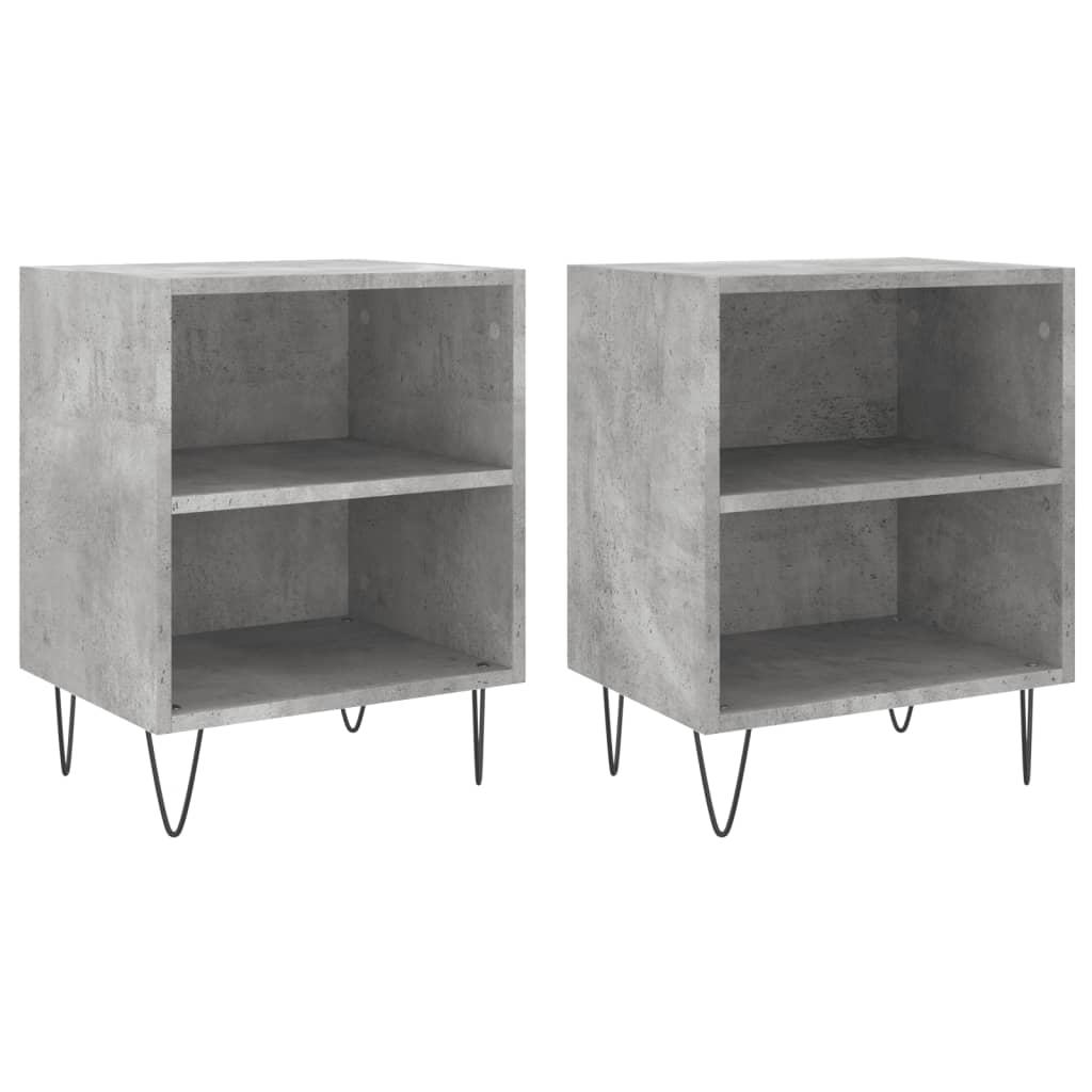 Tables de chevet 2 pcs gris béton 40x30x50 cm bois d'ingénierie - XIOS