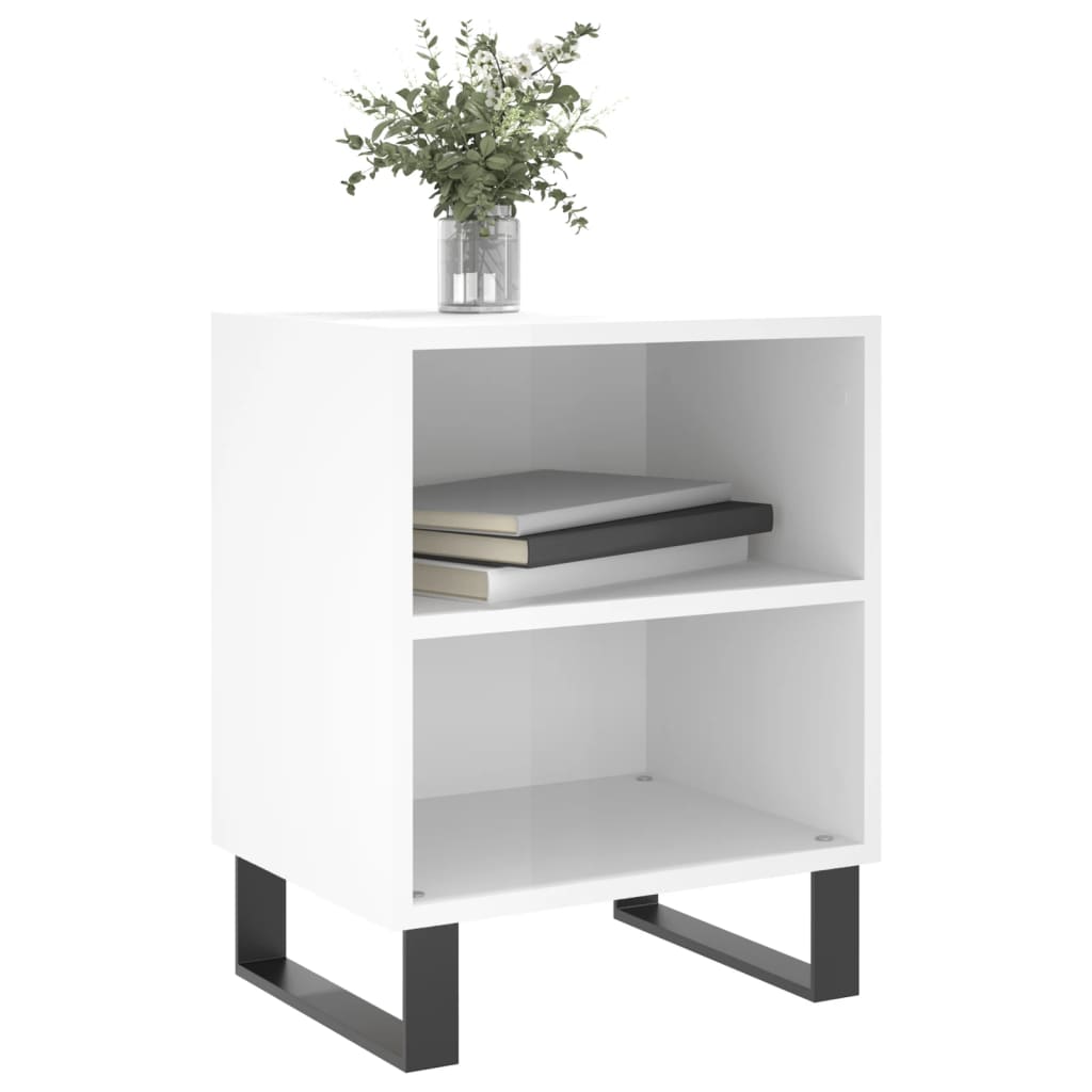 Tables de chevet 2pcs blanc brillant 40x30x50cm bois ingénierie - XIOS